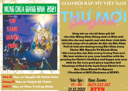 THƯ MỜI GIÁNG SINH NĂM 2021